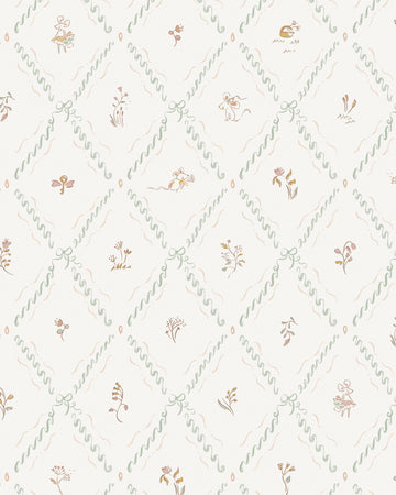 A close-up of a wallpaper with a floral pattern