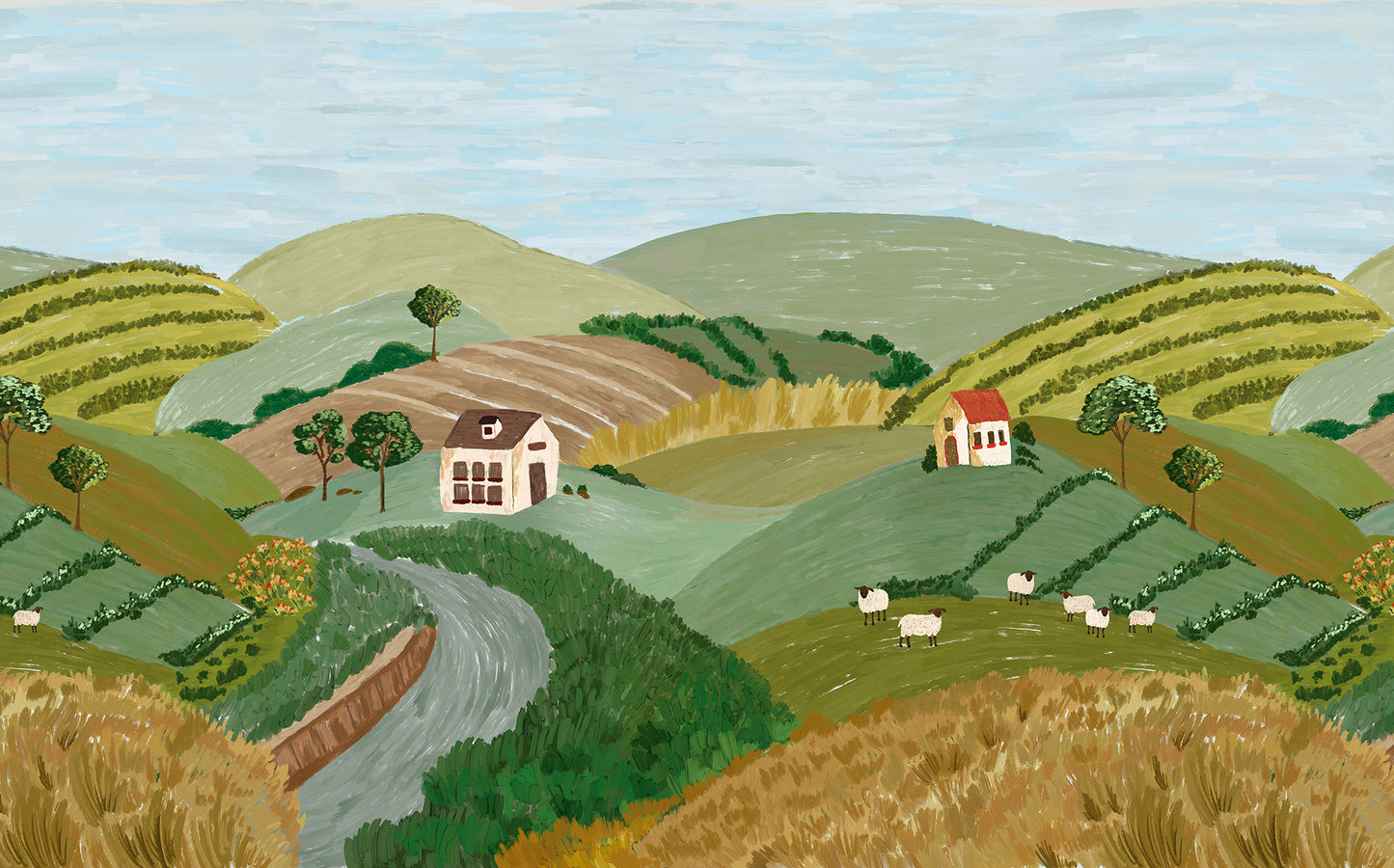 Rolling Hills Wall Mural Sample