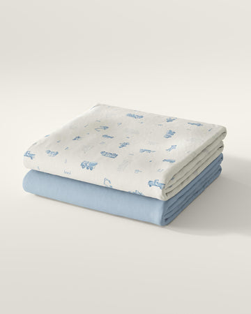 Organic Fitted Road Work Cot Sheet Set