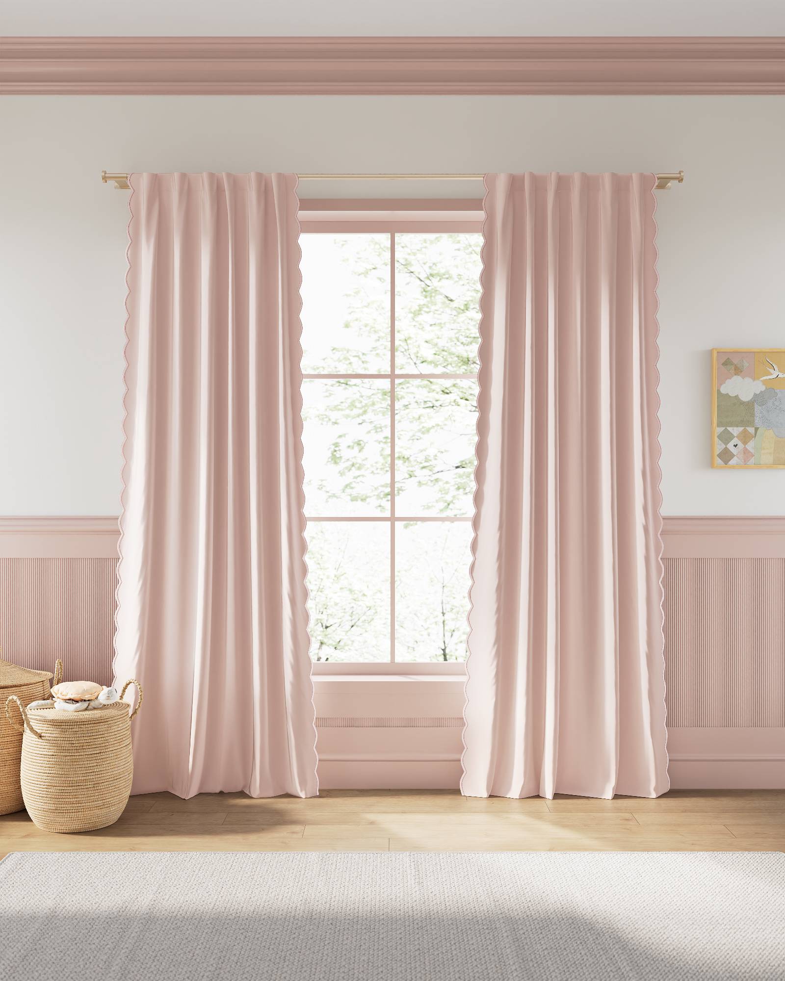 COLONISTA × NATAL DESIGN CONPE10mini Scallop Embroidered Edge Blackout Curtain | Nestig