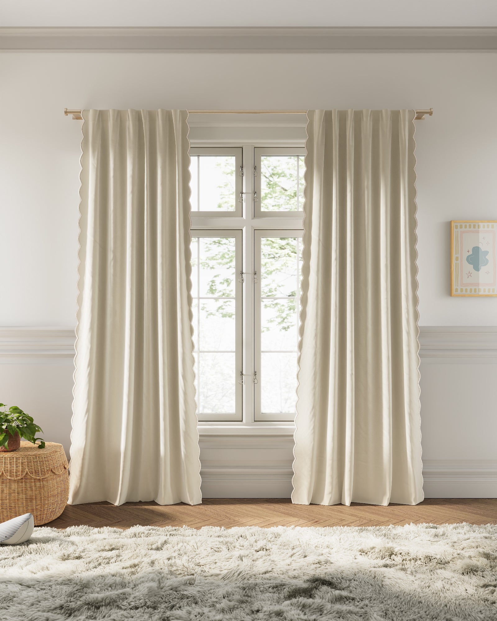 COLONISTA × NATAL DESIGN CONPE10mini Scallop Embroidered Edge Blackout Curtain | Nestig