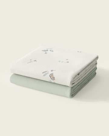 Organic Fitted Shorebreak Cot Sheet Set