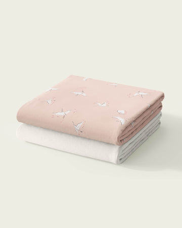 Organic Fitted Swan Cot Sheet Set