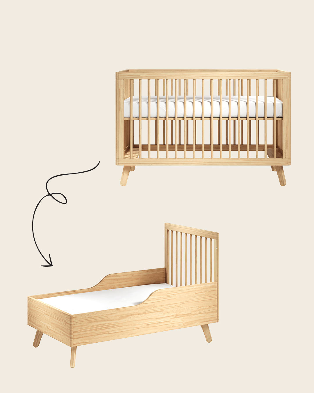 Cribs 3 in 1 Convertible Cribs Nestig