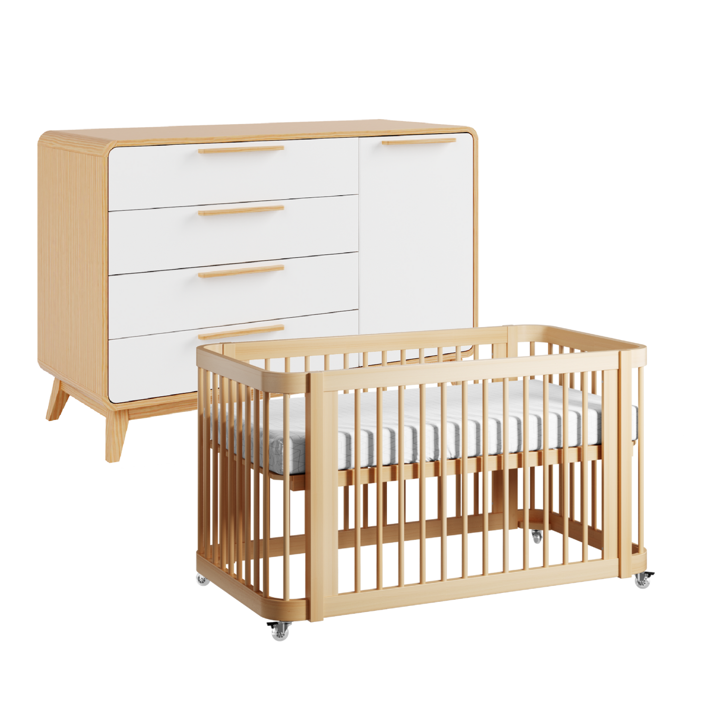 Wave Crib & Dresser 2 Piece Set