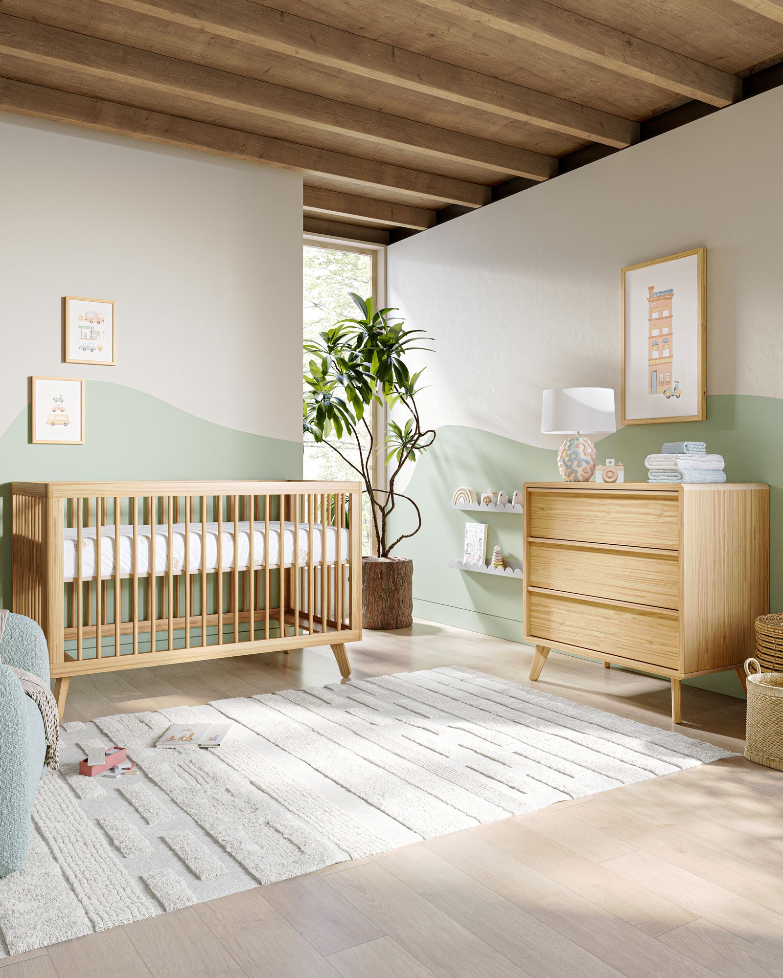 Nestig The Willow Assembled Changing Pad Dresser, Walnut, Wood Nestig The Willow Assembled Changing Pad Dresser, Walnut, Wood