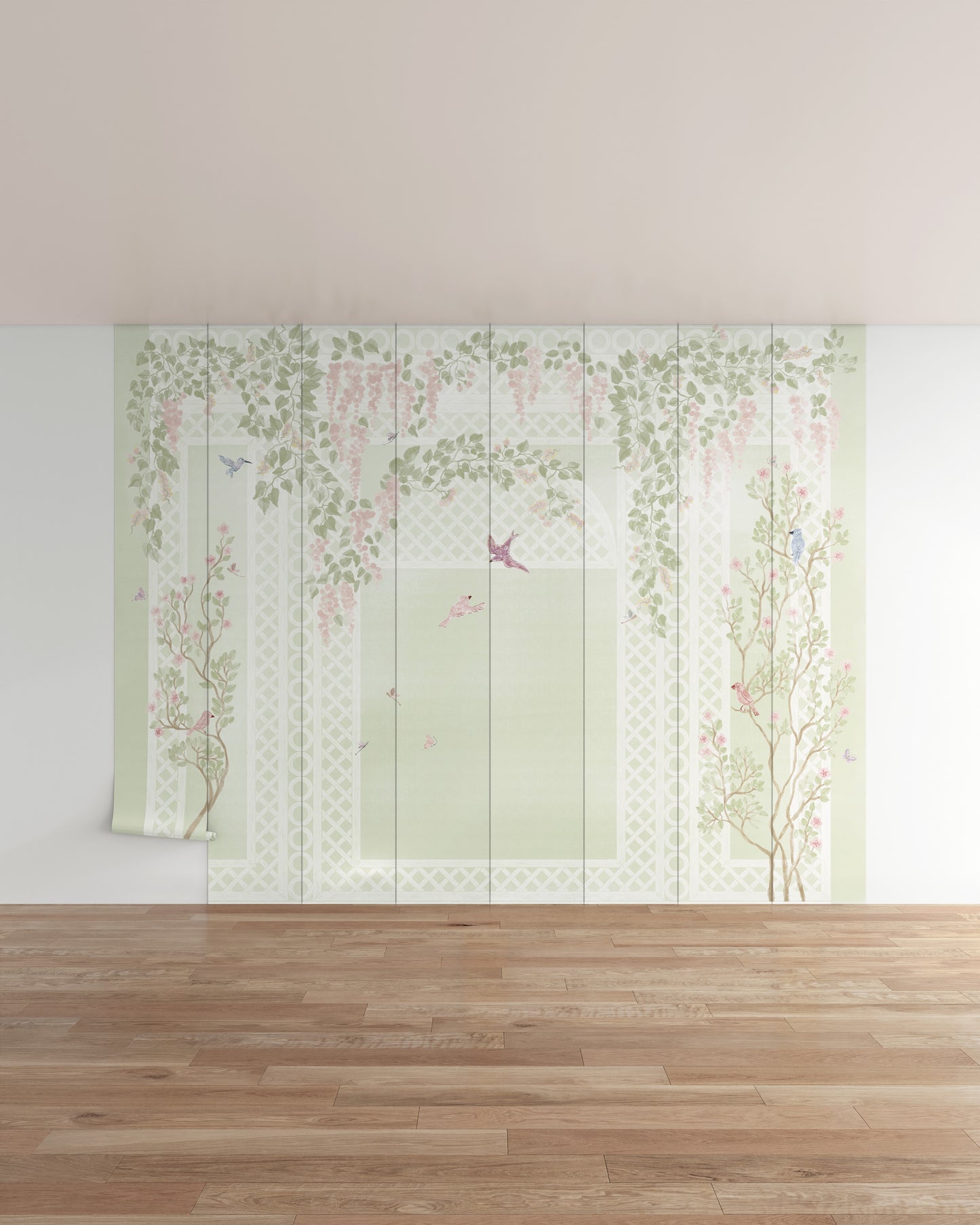 Light Sage / 8 Panels / Repeatable (12.8 ft W x 10 ft H)