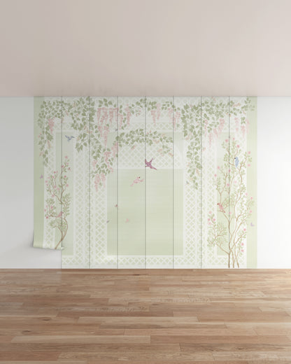 Light Sage / 8 Panels / Repeatable (12.8 ft W x 10 ft H)