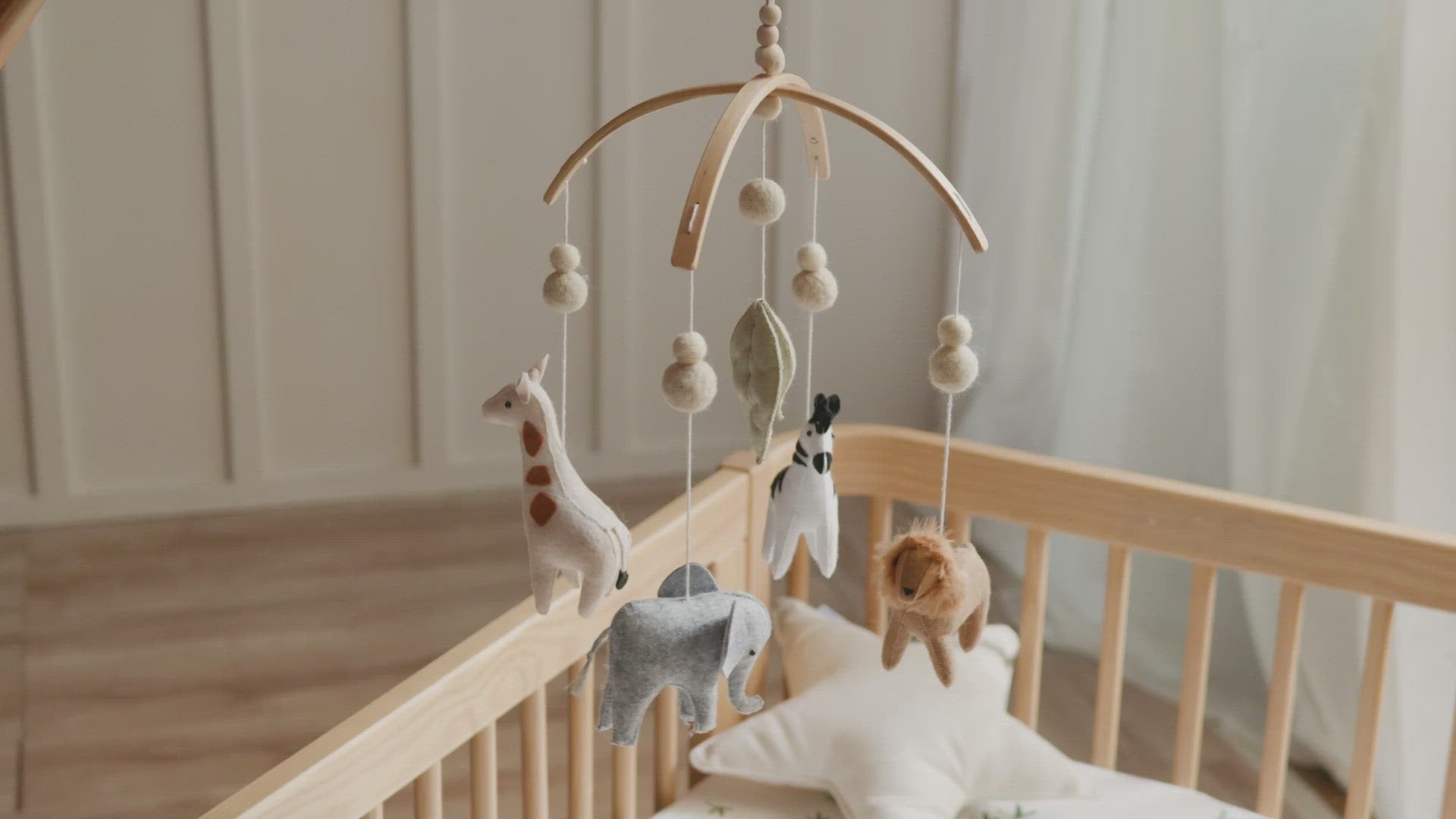 Baby Crib Mobile - Boho Rainbow Baby Wooden Crib Mobile Felt | Colorful  Cotton Ball | Wool Ball | Ceiling Mobile | Baby Mobile for Bassinet |  Nursery